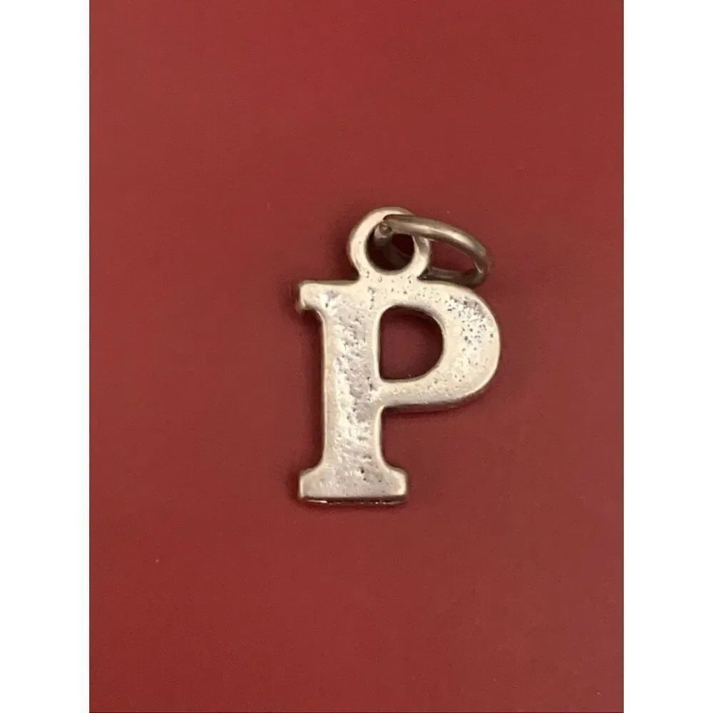 .925 Letter P Sterling Silver Jewelry Charm #alphabet #block letter